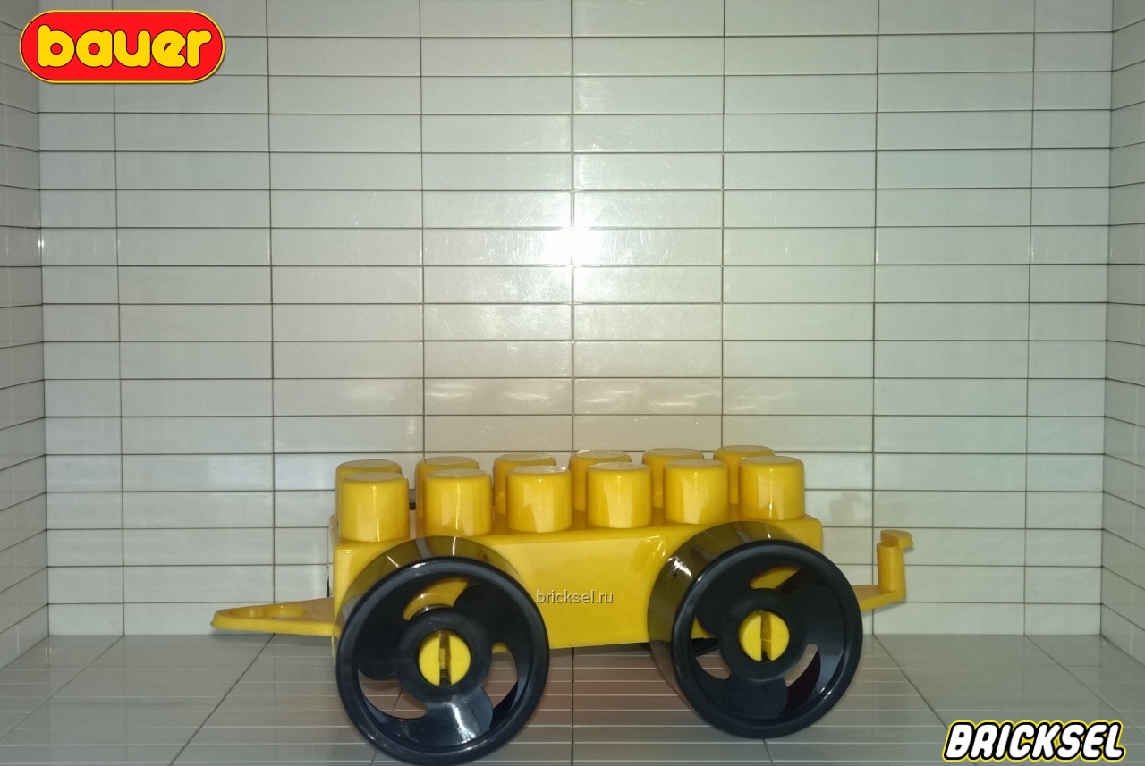 Bauer Колесная база 2х6 с черными колесами и длинными штырьками желтая, Bauer