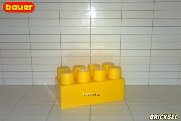 Кубик 2х4 с длинными штырьками желтый