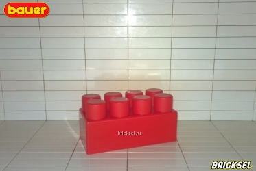 Кубик 2х4 красный с длинными штырьками