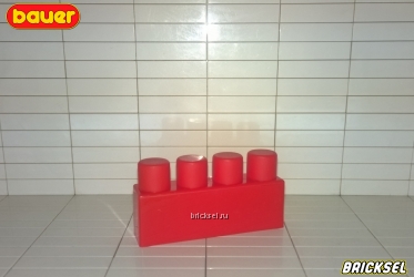 Кубик 1х4 красный с длинными штырьками