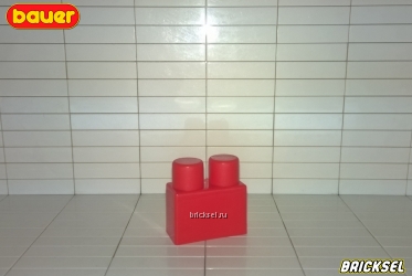 Кубик 1х2 с длинными штырьками красный