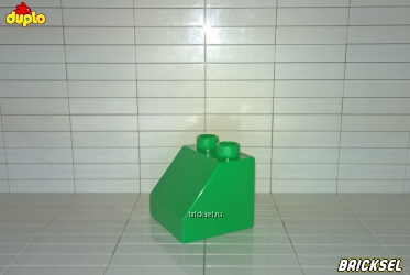 Кубик LEGO DUPLO 2х2 со скосом 45' зеленый