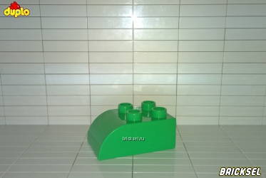 Кубик скос LEGO DUPLO 2х3 зеленый закругленный